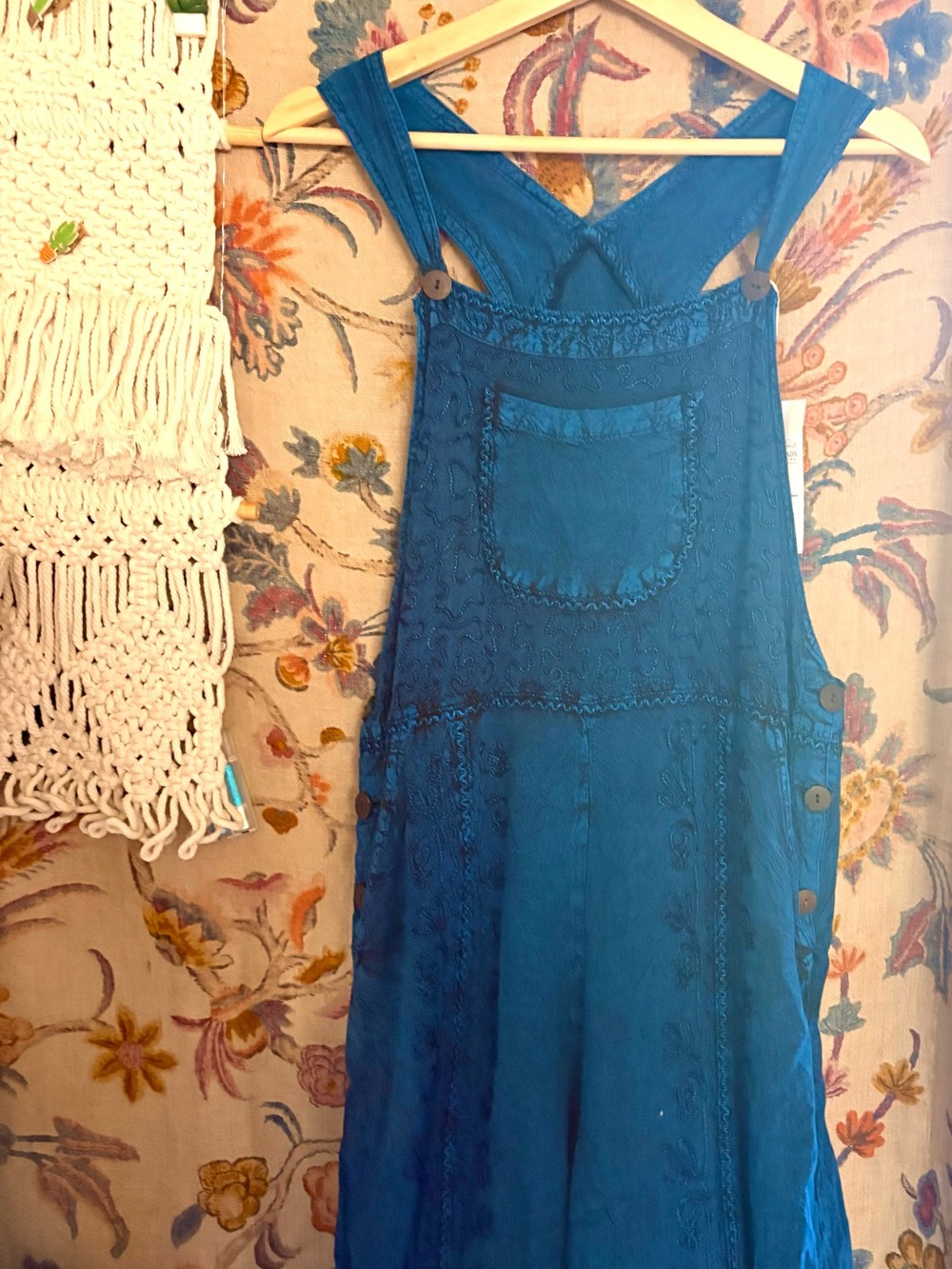 Sacred Threads Blue Embroidered Pinafore Jumpsuit